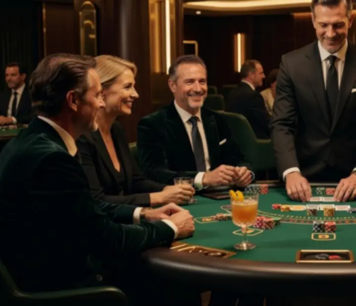 Blackjack stôl vo večernej atmosfére kasína RoyaVento