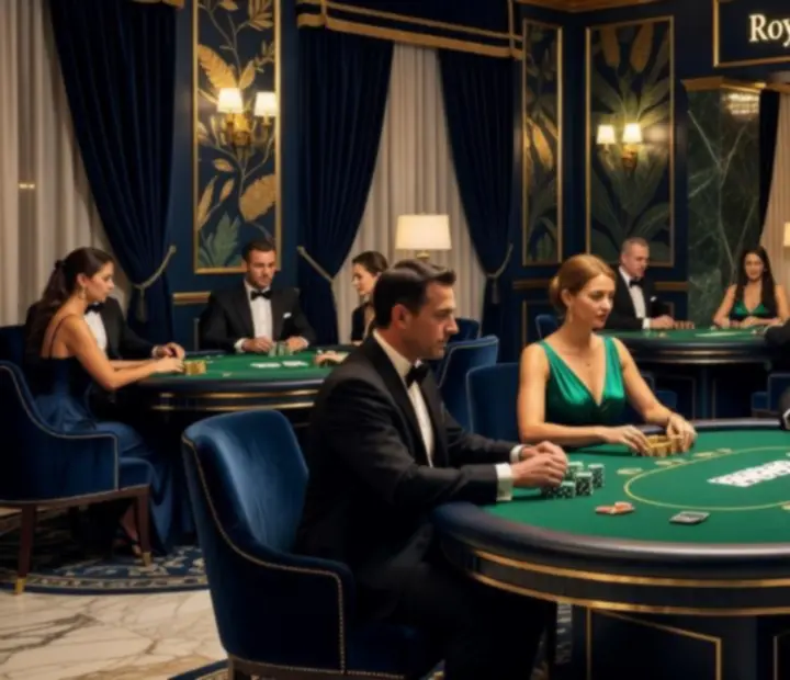 Moderný Poker Club RoyaVento s hráčmi pri stole