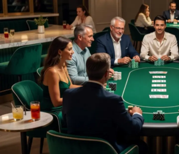 Pokerový večer v kasíne RoyaVento s hráčmi pri stole